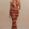 Zigzag Stripe Halter Backless Knit Maxi Dress>MICAS Hot
