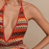 Zigzag Stripe Halter Backless Knit Maxi Dress>MICAS Hot