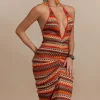 Zigzag Stripe Halter Backless Knit Maxi Dress>MICAS Hot