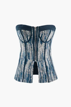 Zip Front Strapless Corset Top>MICAS Online