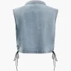Zip Up Side Tie Denim Sleeveless Top>MICAS Discount