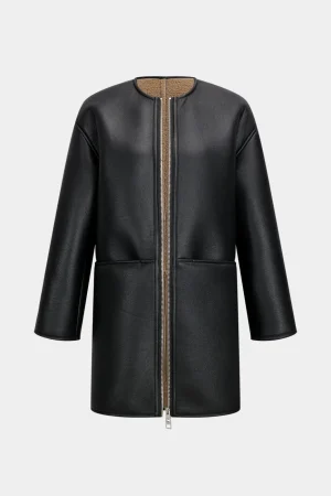 Zipper Double-Sided Long Sleeve Round Neck Coat>MICAS New