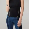 Zippered Short Sleeve Tank Top>MICAS New