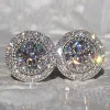 Zircon Shiny Round Diamond Earrings>MICAS Online